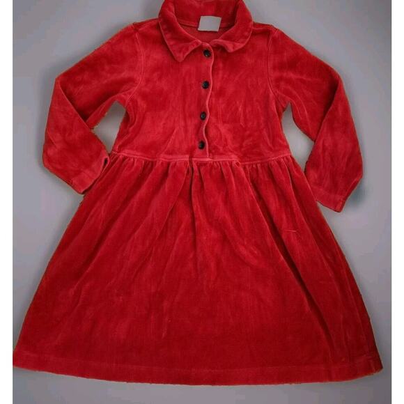 VTG Girls HANNA ANDERSSON Red Velour DRESS‎ Sz 100/3-4Yrs Christmas Holiday- MC1 - Picture 1 of 5